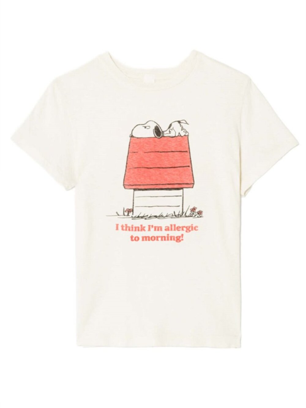NWT Re/Done Snoopy Allergic to Mornings Lettering Print Classic Short Sleeve TEE - Picture 9 of 9
